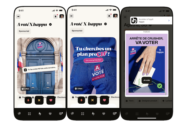 happn et A Voté déploient une campagne créative et décalé 