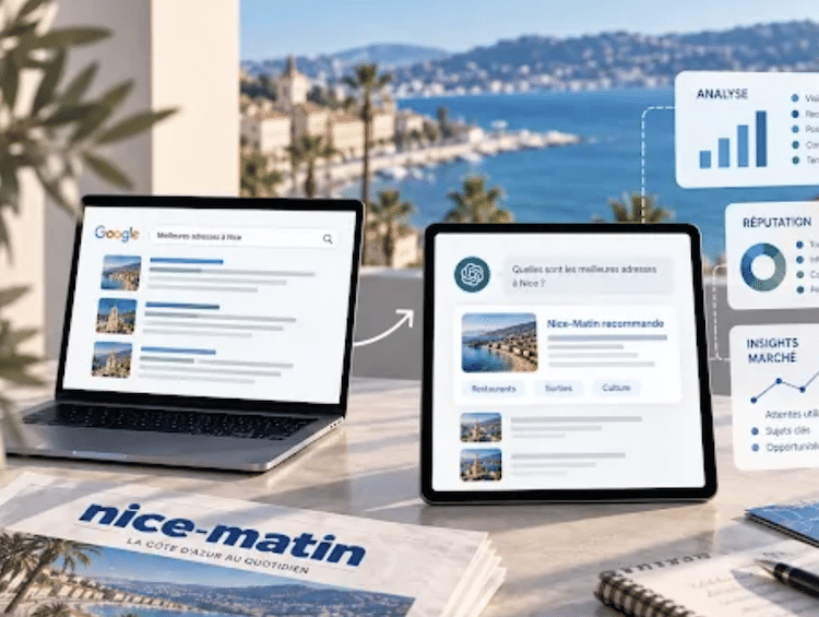 NM Media, régie publicitaire du groupe Nice-Matin, lance une offre dédiée à la visibilité des entreprises dans les moteurs d’intelligence artificielle